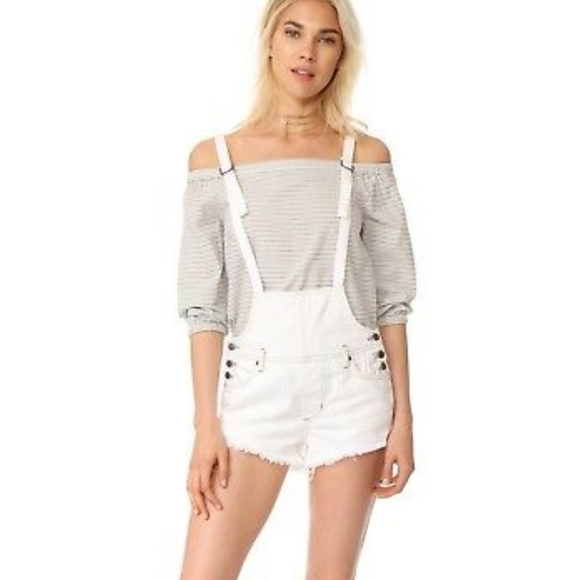 Free People Pants - Free People Strappy Short Overalls. White 28#019